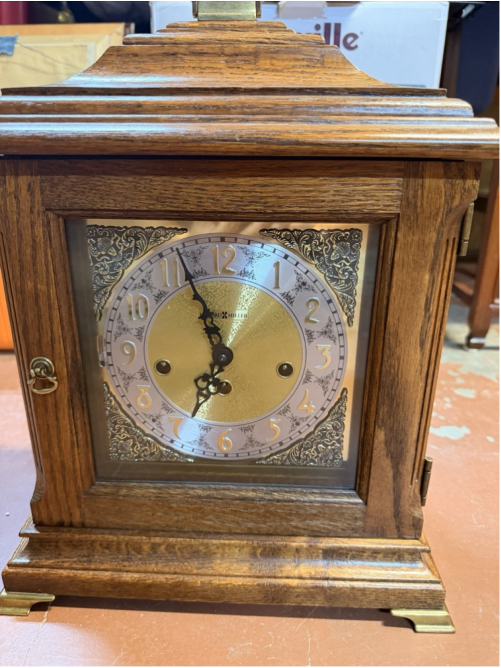 Howard Miller MANTEL CLOCK TOMPION TRIPLE CHIME KEY WIND CHIME NEED WORK